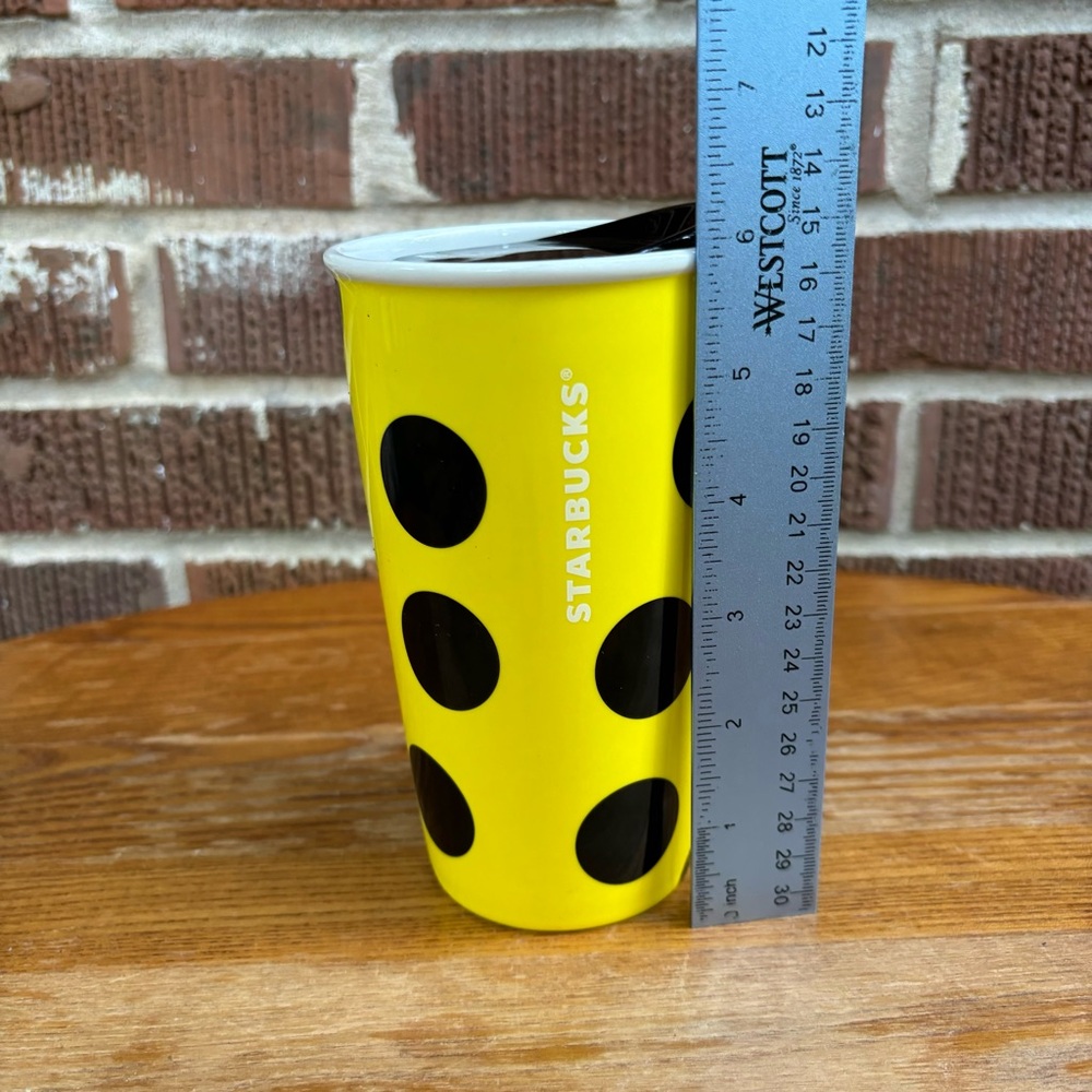 Starbucks Store Citron Polka Dot Double Wall Traveler coffee mug 12 oz - Picture 3 of 7